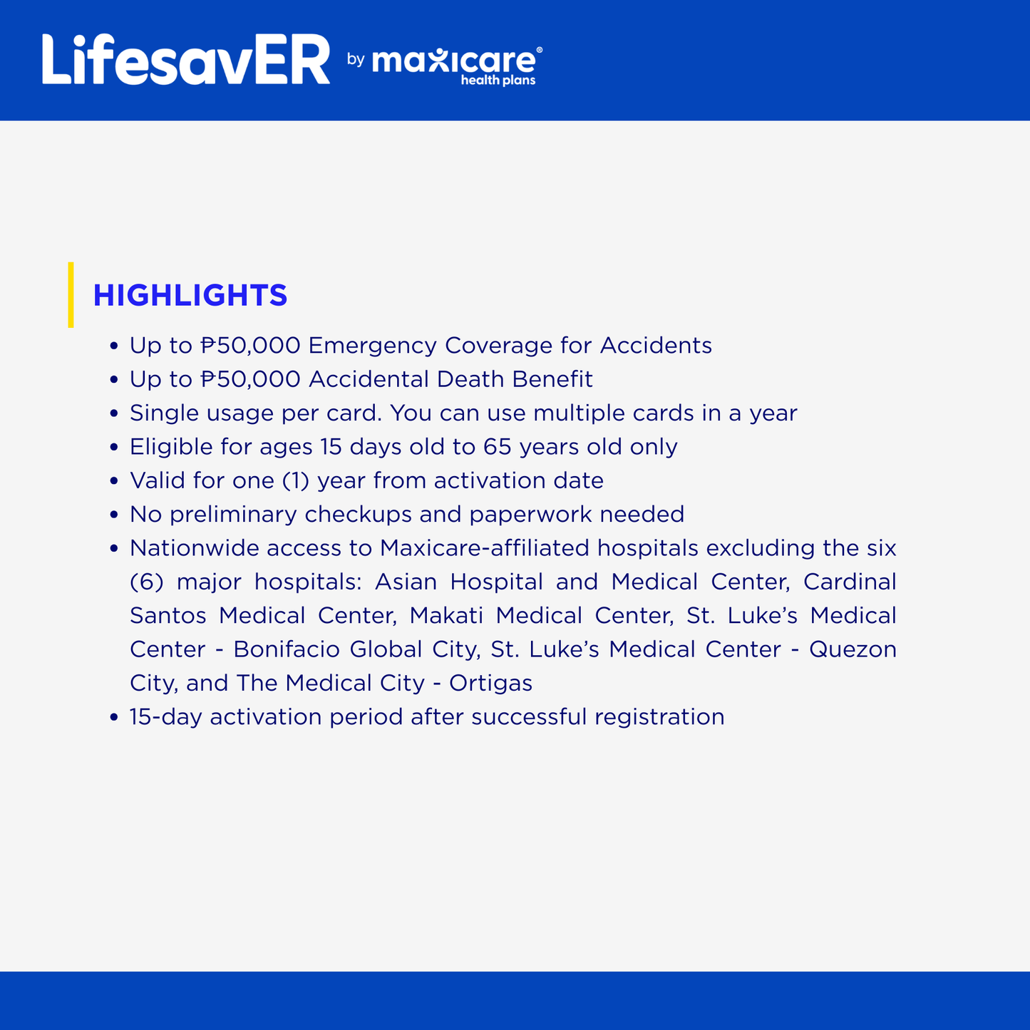 Maxicare LifesavER Accident